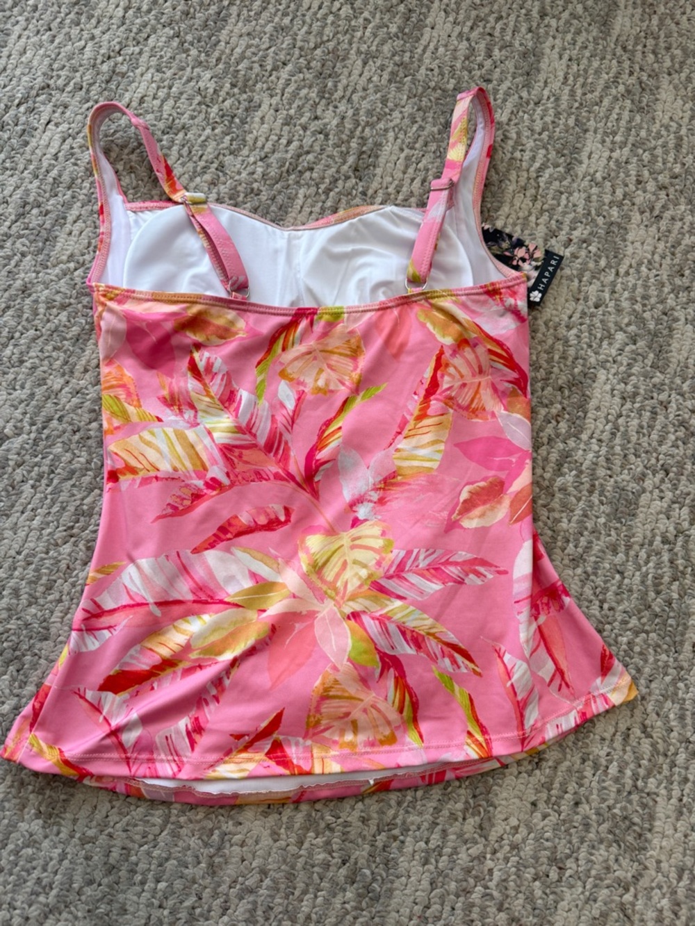 NWT Hapari Pink Tropical Tankini Top Size L Ruched Floral Swim Top - Picture 5 of 10